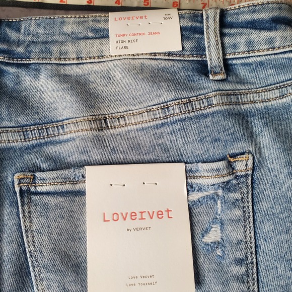 Lovervet by Vervet Flare Jeans Womens 16W High Rise Distressed Tummy Control - Picture 4 of 10